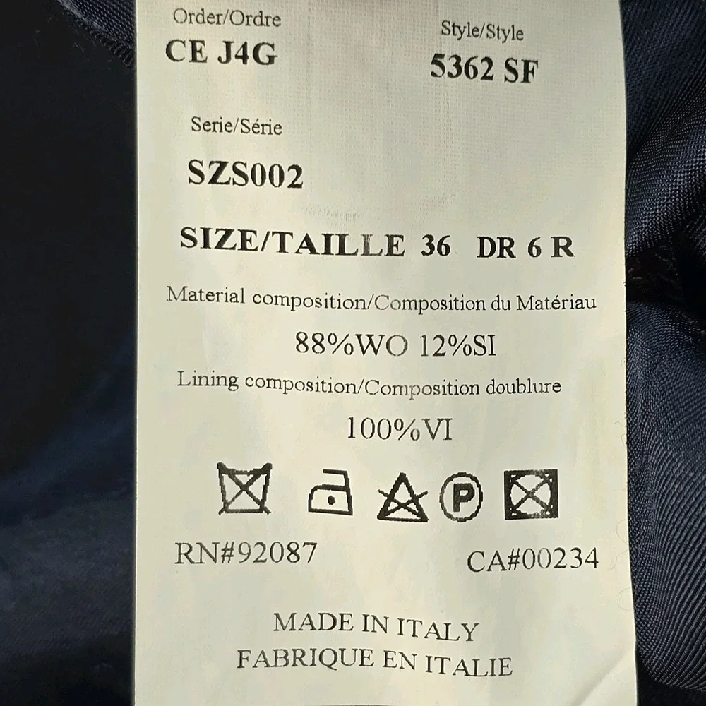 Ermenegildo Zegna Saks Fifth Avenue Wool Silk Blazer 36R Italy Navy Slim Fit